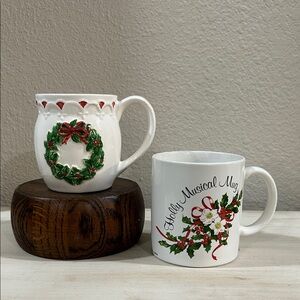 Otagari-Mary Ann Baker- Vintage Holly Berry Mug / Japan- Holly Musical Mug